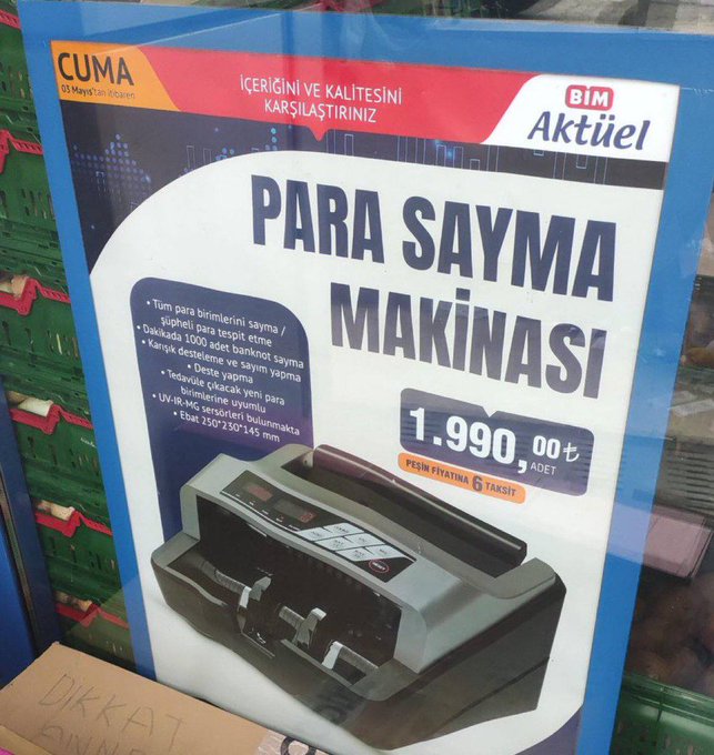 Tedavüle çıkacak yeni para birimi mi geliyor? Zincir marketteki para sayma makinesi kataloğu dikkat çekti 2