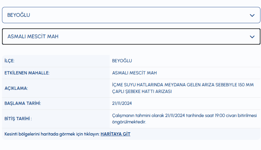 Beyoğlu su kesintisi ne zaman gelecek