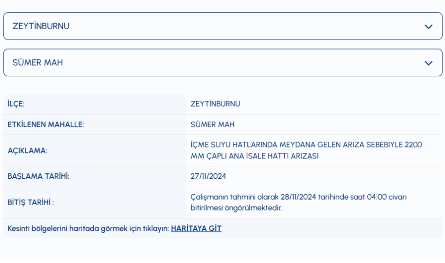Zeytinburnu su kesintisi 
