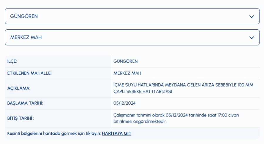 iski Güngören su kesintisi