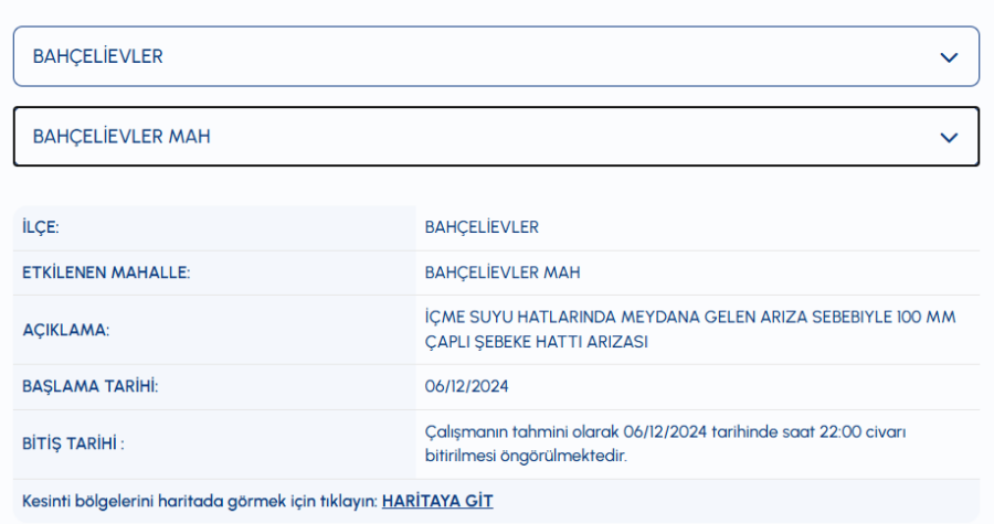 iski Bahçelievler su kesintisi