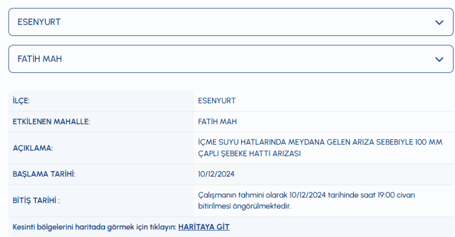 Esenyurt su kesintisi ne zaman gelecek