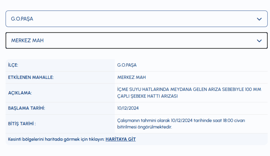 İSKİ Gaziosmanpaşa su kesintisi