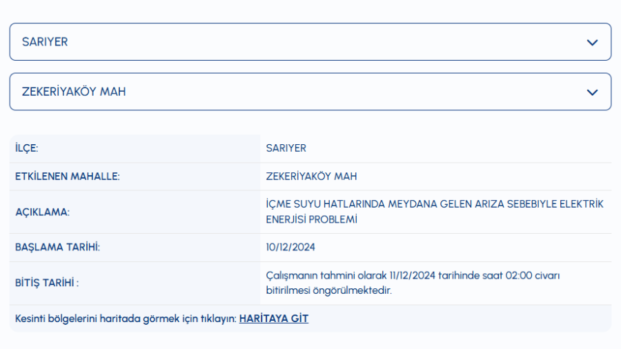 Sarıyer su kesintisi