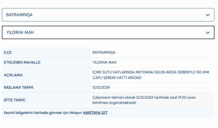 iski Bayrampaşa su kesintisi