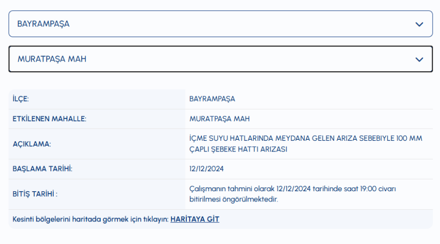 Bayrampaşa su kesintisi