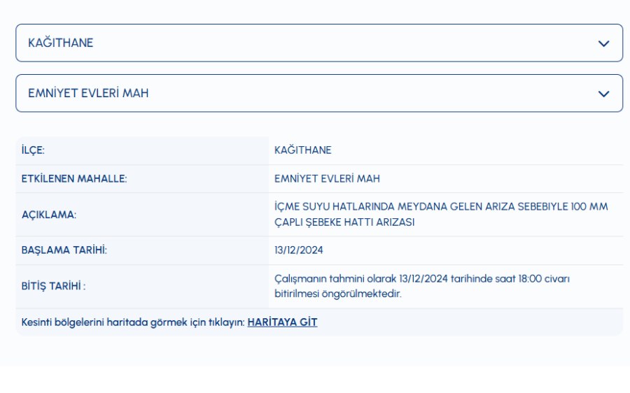 İSKİ Kağıthane su kesintisi