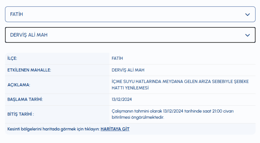 Fatih su kesintisi ne zaman gelecek