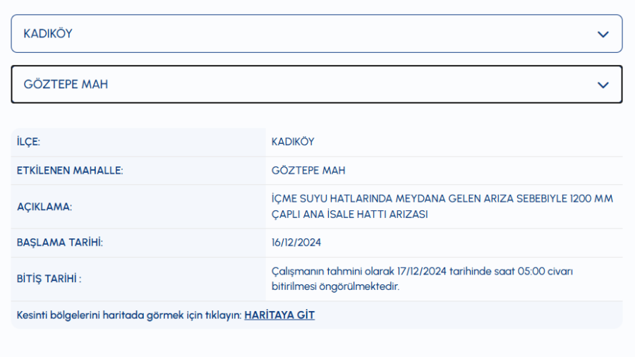 Kadıköy su kesintisi ne zaman bitecek 