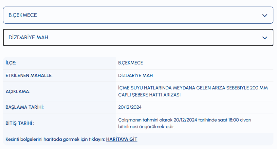 iski su kesintisi büyükçekmece