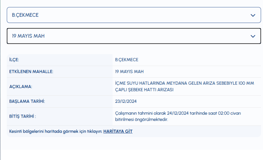 Büyükçekmece su kesintisi 23 Aralık