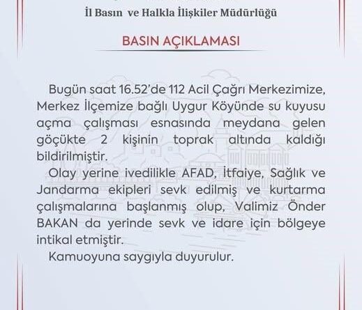 Amasya'nın Uygur Köyünde Su Kuyusu Açma Göçükte 2 Kişi Toprağın Altında Kaldı 1