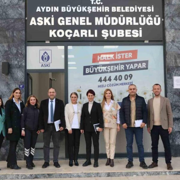 Aydın Büyükşehir Belediyesi yetkililerinin Koçarlı Belediye Başkanı Özgür Arıcı'yı ziyaret ettiği görseli.-1