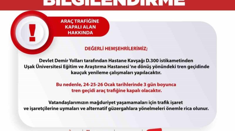 Uşak'ta Tren Geçidinde Kauçuk Yenileme Çalışması: Denizli Caddesi 3 Gün Kapalı 1