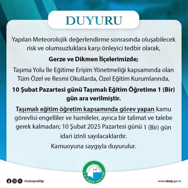 Sinop'ta kar yağışı nedeniyle okullar tatil edildi-1