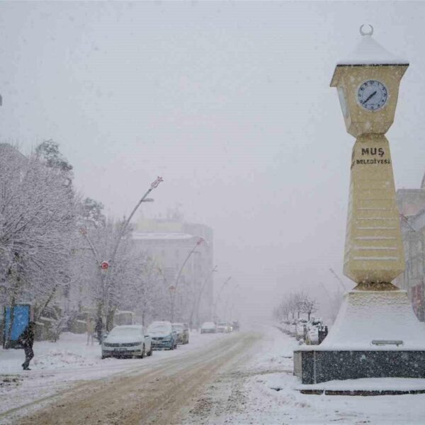 Yoğun kar yağışı Muş'un sokaklarını kapladı.-9