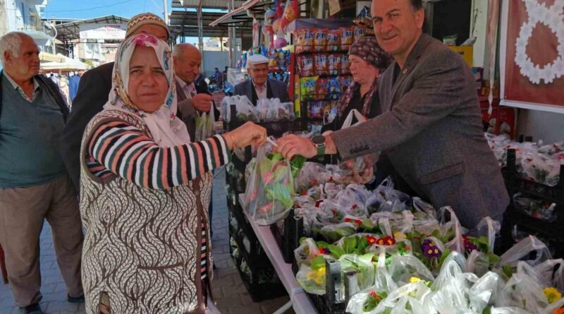 Aydın Bozdoğan'da Kadınlar Günü'nde Çiçek Hediyesi 1