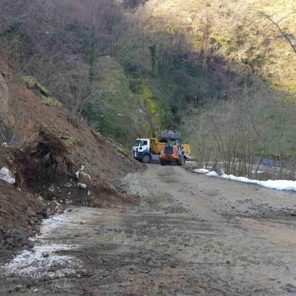 Ordu Büyükşehir Belediyesi ekiplerinin heyelan bölgesinde çalışmaları-2