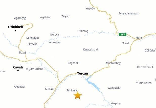 Tercan’da 4.2 büyüklüğünde deprem 1