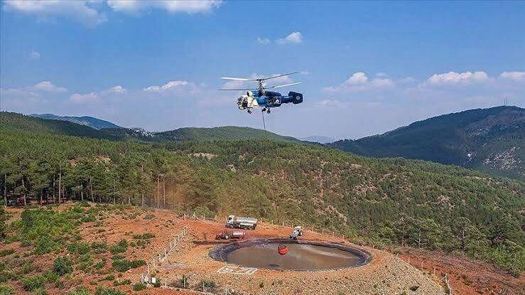 Bayat’ta helikopter destekli yangın havuzu kuruldu 1