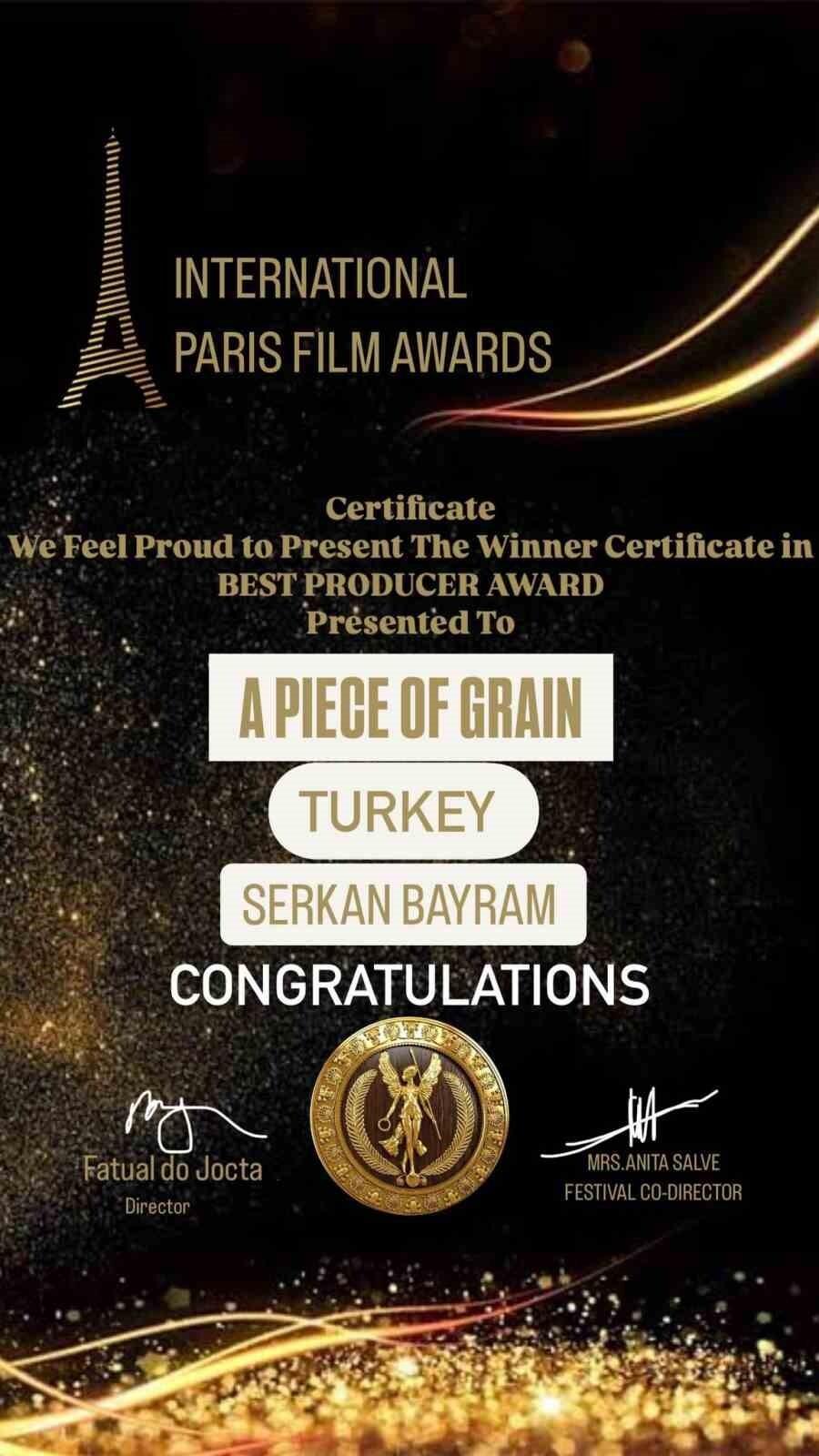 “Buğday Tanesi”ne Uluslararası Paris Film Festivali’nden ödül