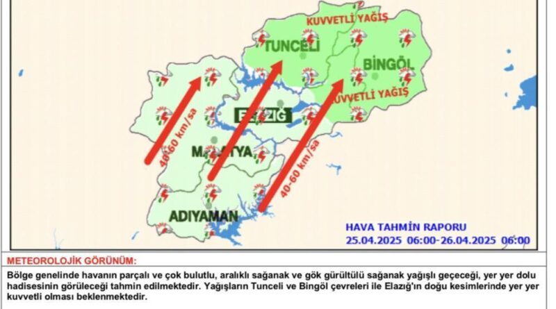 Elazığ için kuvvetli yağış ve rüzgar uyarısı 1