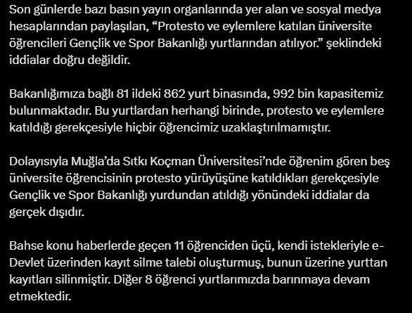 Eylemlere katılan gençlerin yurttan atıldığı iddiasına KYK’dan yalanlama 1
