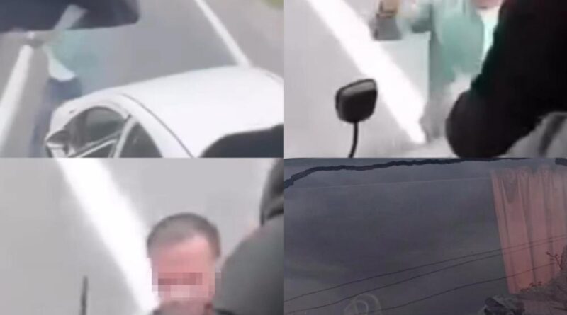 Trafikte yol kesme anları kamerada: Otobüse zarar verdiler 1