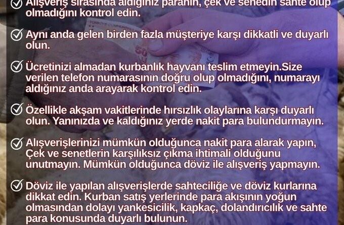 Eskişehir Emniyet Müdürlüğü'nden kurban alışverişlerinde dolandırıcılığa karşı uyarı 1