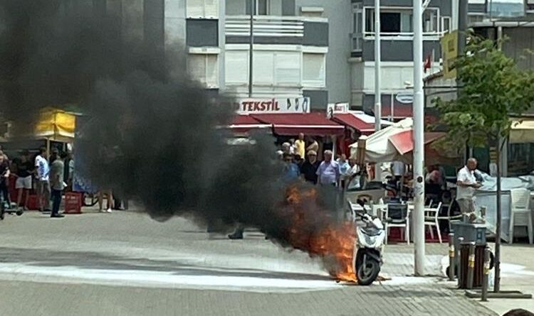 Motosiklet alev alev yandı 8