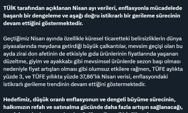 Ticaret Bakanı Bolat: "Nisan verileri, enflasyondaki gerileme trendinin devam ettiğini göstermektedir" 4