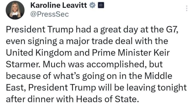 Beyaz Saray: "Trump, Orta Doğu'da yaşanan gelişmeler nedeniyle G7 Zirvesi’nden erken ayrılacak" 1