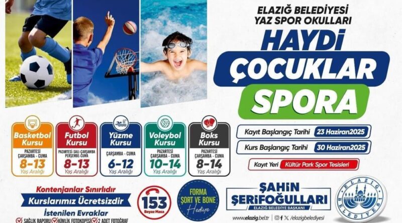 Elazığ Belediyesi ücretsiz yaz spor kursları başlıyor 1