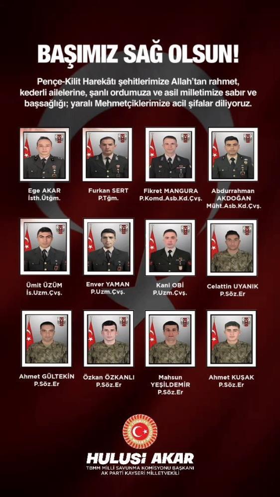 Akar’dan şehitler için başsağlığı mesajı