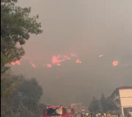 Alevler şifalı içmeler tesisine doğru ilerliyor 1