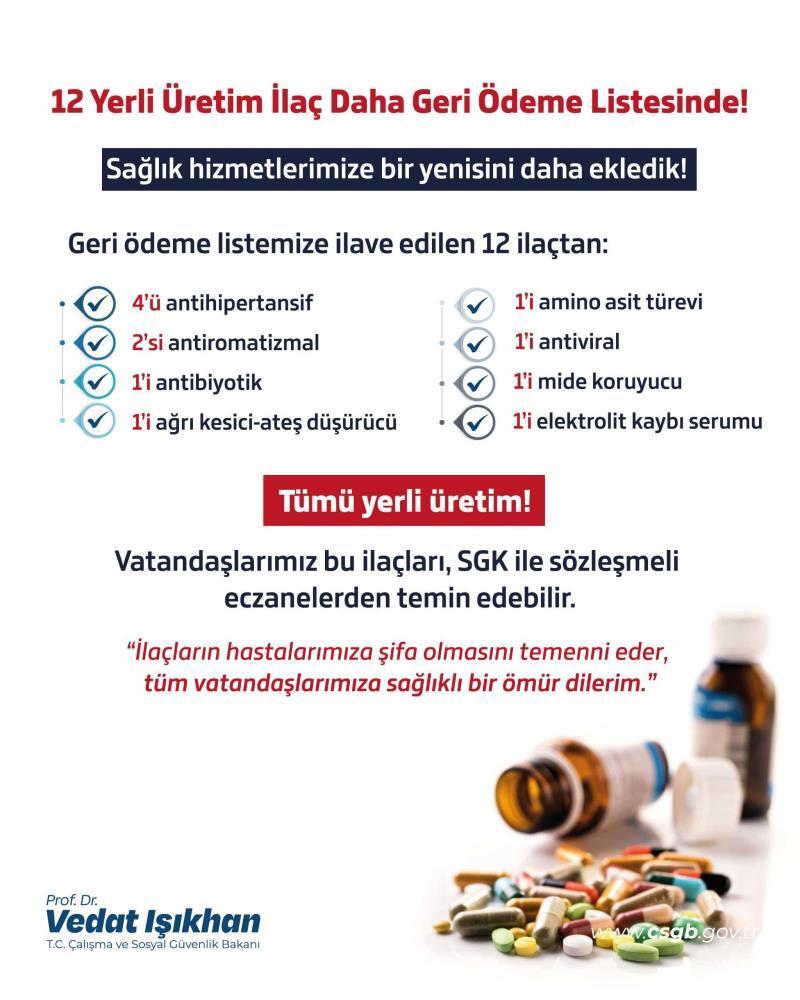 Bakan Işıkhan, 12 ilacın geri ödeme listesine alındığını duyurdu