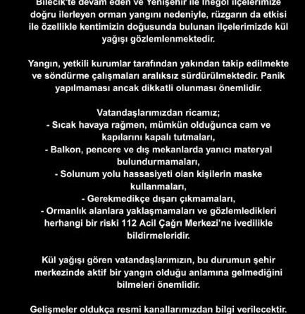 Bursalılara Büyükşehirden kül yağmuru uyarısı 1