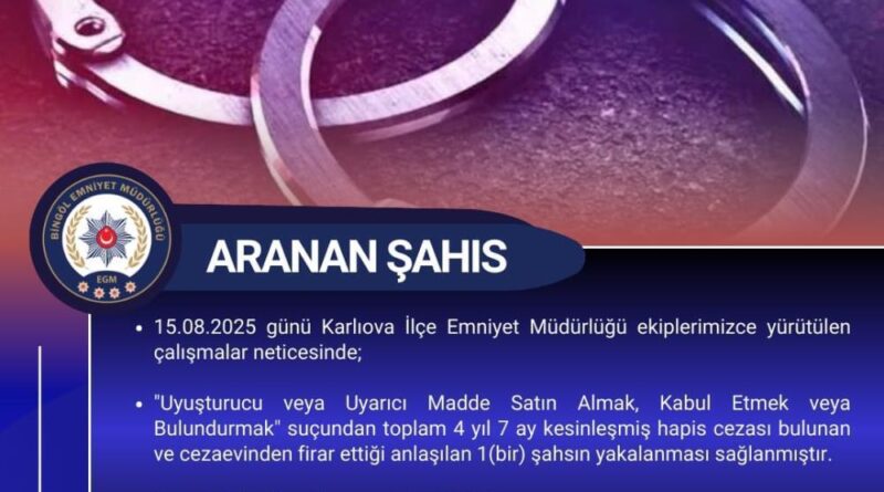 Bingöl’de aranan firari yakalandı 1