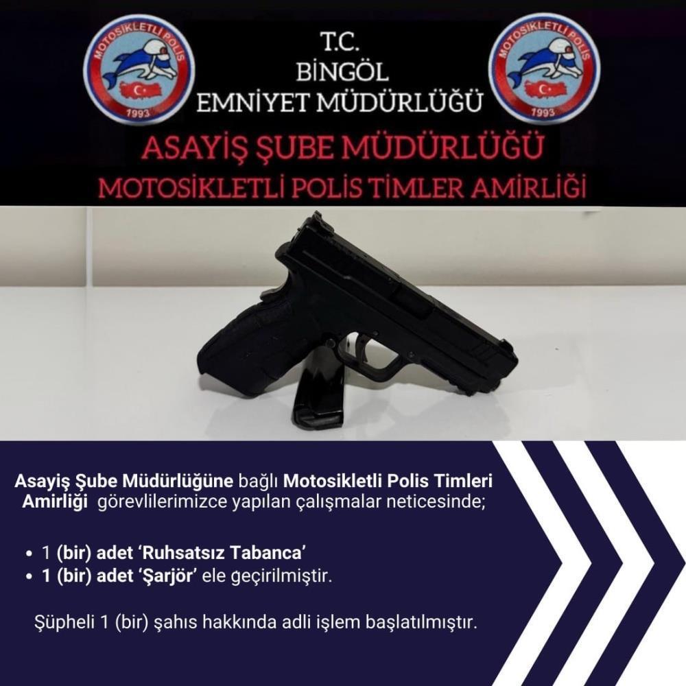 Bingöl’de ruhsatsız tabanca ele geçirildi