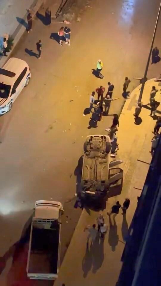 Elazığ’da otomobil takla attı