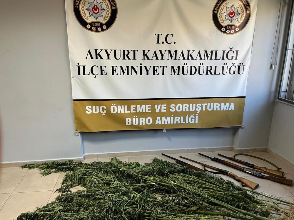Akyurt’ta uyuşturucu operasyonu: Hint keneviri ve ruhsatsız tüfekler ele geçirildi