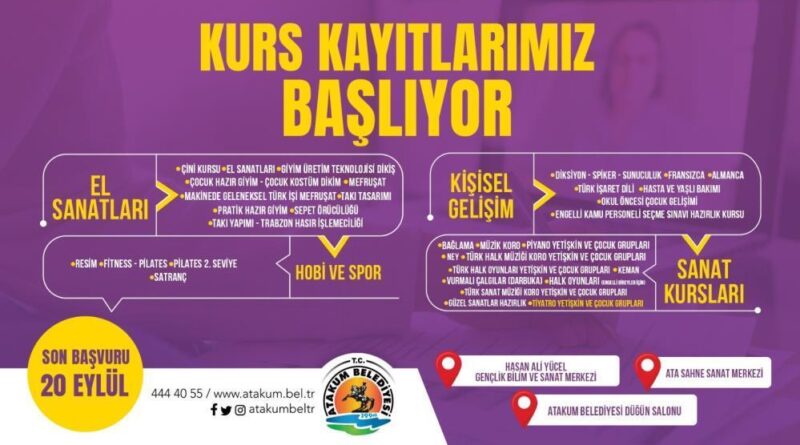 Atakum'da el sanatları ve kişisel gelişim kursları 1