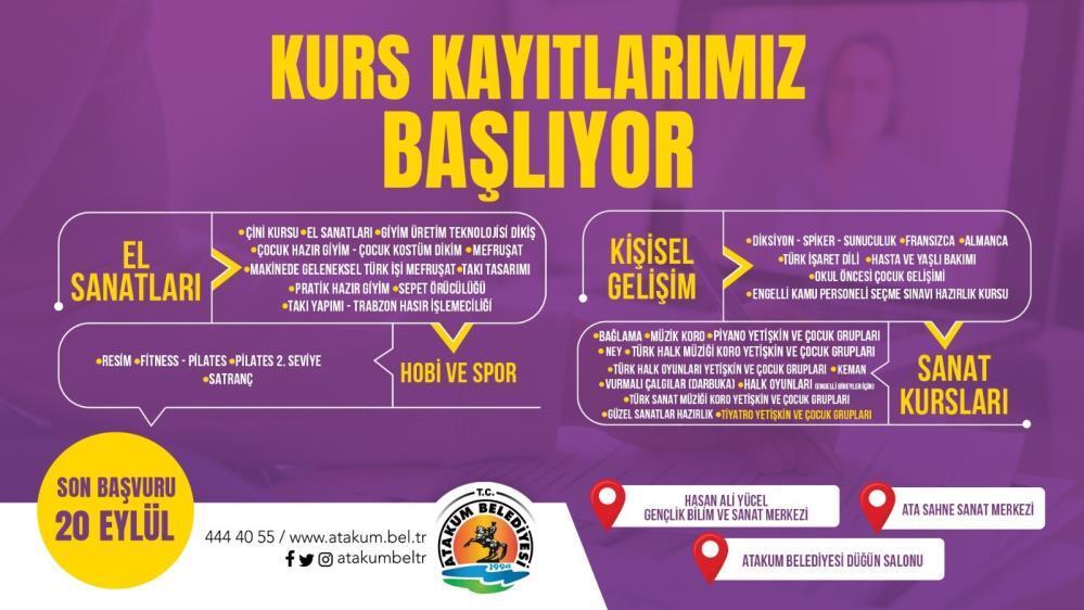 Atakum’da el sanatları ve kişisel gelişim kursları