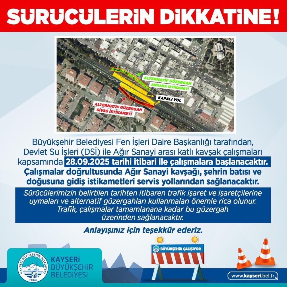 Büyükşehirden sürücülere ‘alternatif yol’ uyarısı