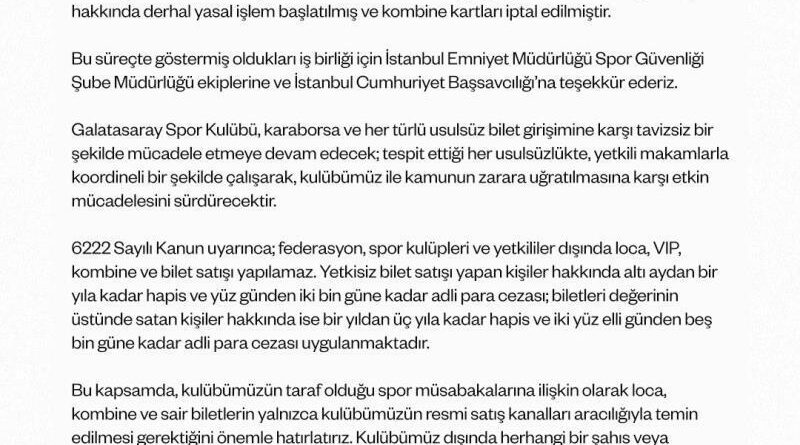Galatasaray'dan stadyuma usulsüz ve kaçak giriş konusuyla ilgili açıklama 1