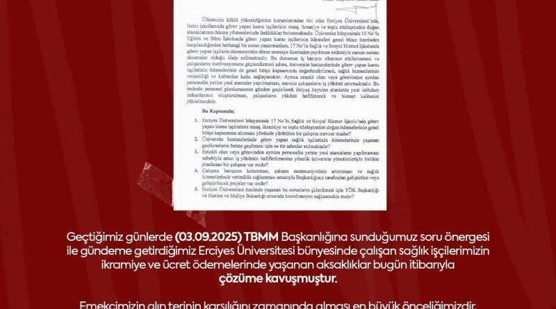 Milletvekili Ersoy’dan sağlık işçilerine müjde 1