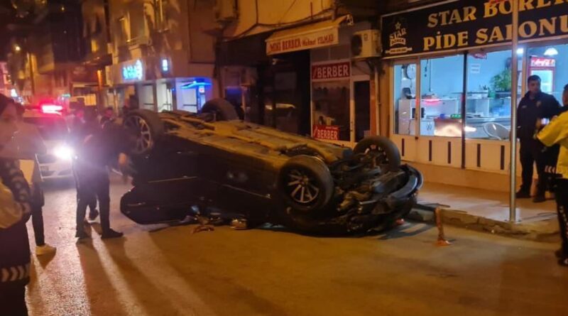Takla atan otomobilde şans eseri ölen ya da yaralanan olmadı 1