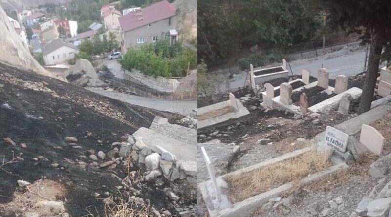 Anız yangınları mezarlıklara zarar veriyor 1