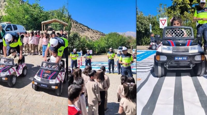 Erzincan’da jandarmadan öğrencilere uygulamalı trafik eğitimi 1