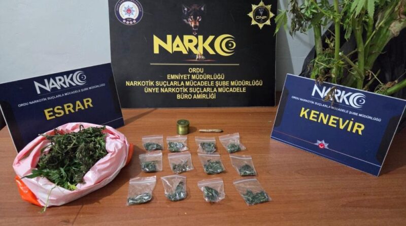 Ordu’da uyuşturucu operasyonlarında 2 tutuklama 1